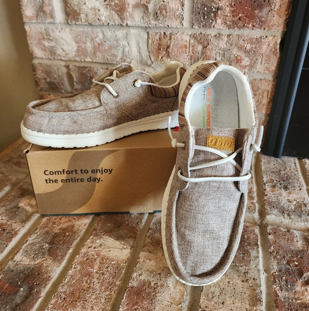 Taupe Canvas Loafers